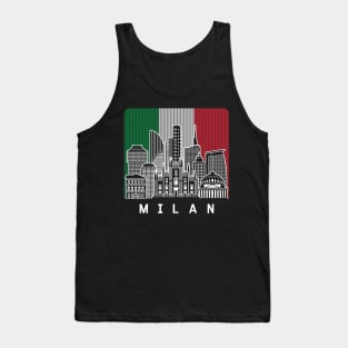 Milan Italy Skyline Flag Tank Top